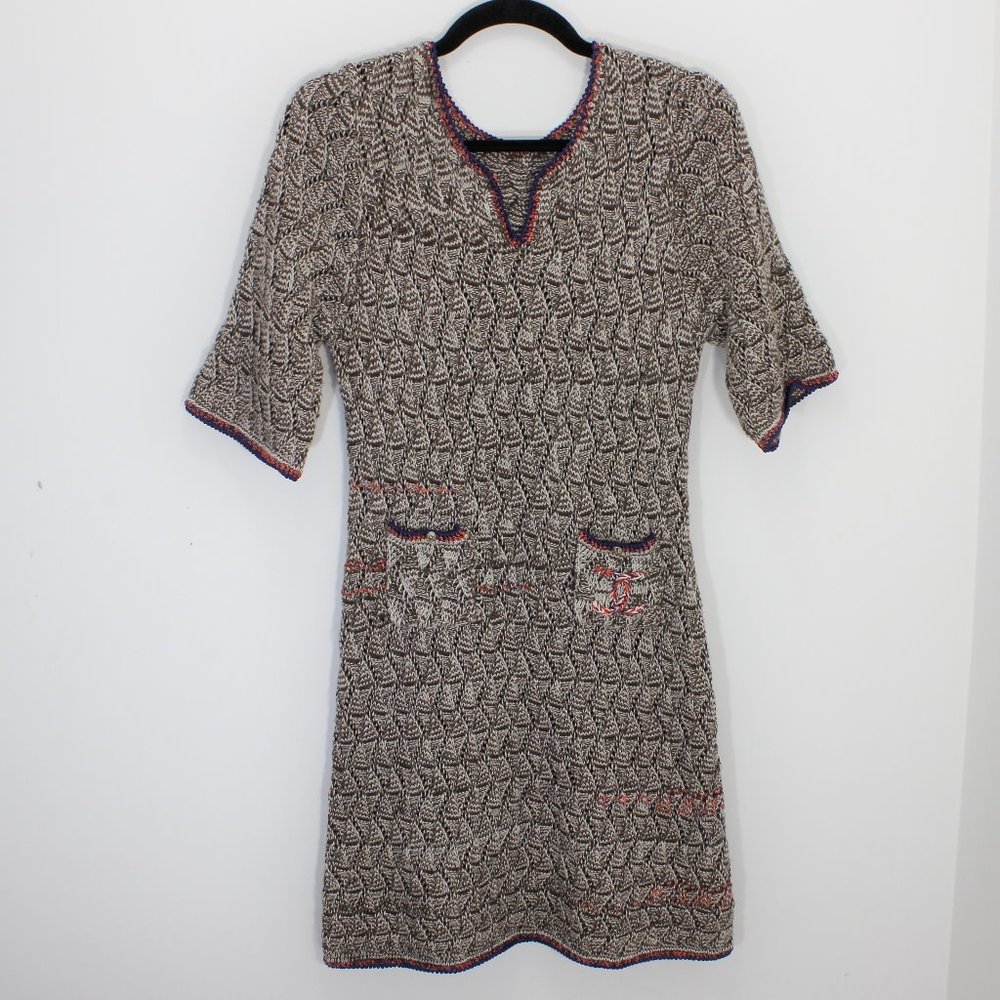 CHANEL Sweater Dress Wool Knit Dress